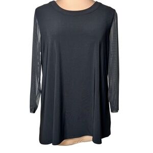Anne Klein Black Top - Sheer Sleeves - Size Medium NWT